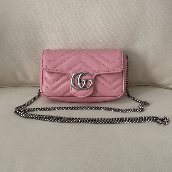 SOLD❗️GUCCI GG Marmont Matelassé Leather Super Mini Bag, Pink - Picture 11 of 16